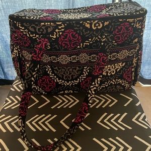 Vera Bradley dog carrier bag. Black and purple with key ring holder attached